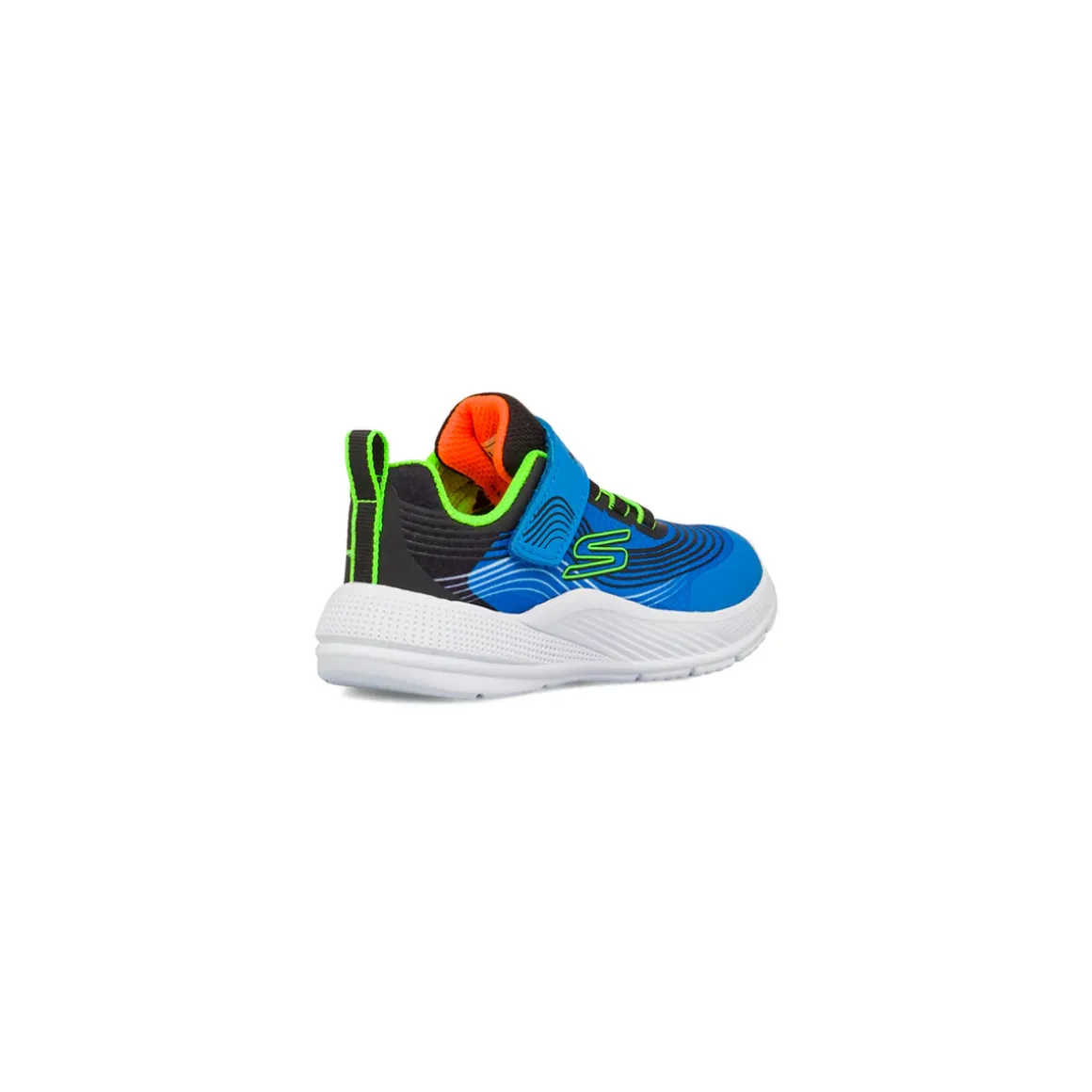Sneakers blu primi passi bambino con dettaglio verde e arancione fluo Skechers Microspec Advance