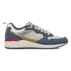 Sneakers blu Uomo con dettagli rossi e inserti in tessuto Navigare
