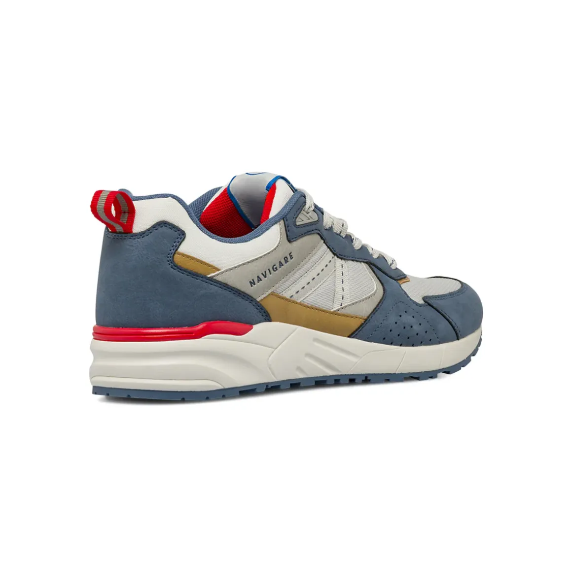 Sneakers blu Uomo con dettagli rossi e inserti in tessuto Navigare