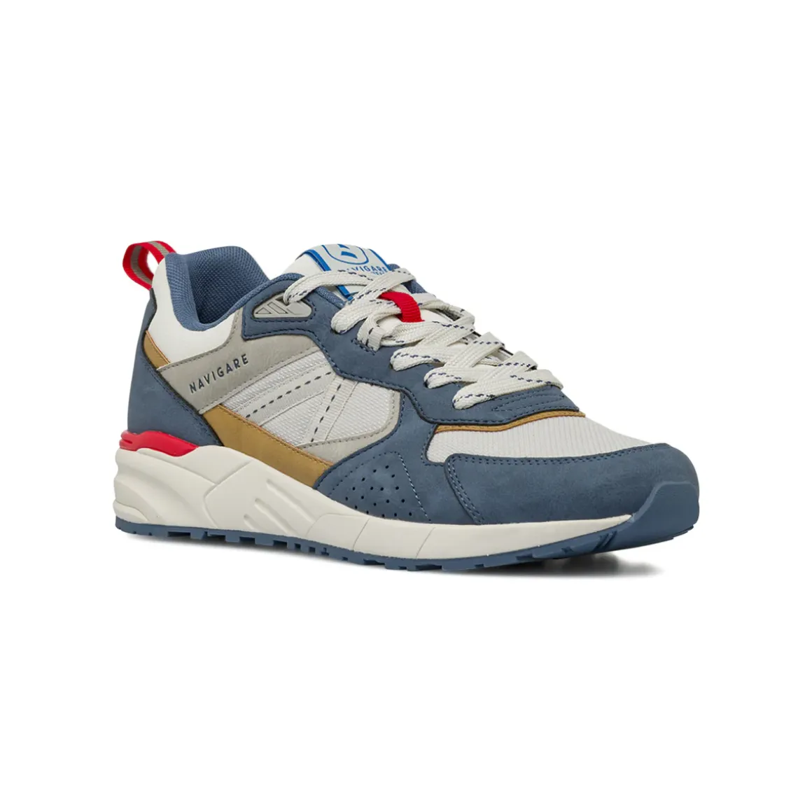 Sneakers blu Uomo con dettagli rossi e inserti in tessuto Navigare