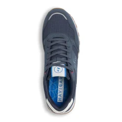 Sneakers blu Uomo con inserti in mesh ed effetto scamosciato Navigare