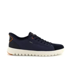 Sneakers Blu Uomo con suola traspirante ed effetto scamosciato Geox Fast In
