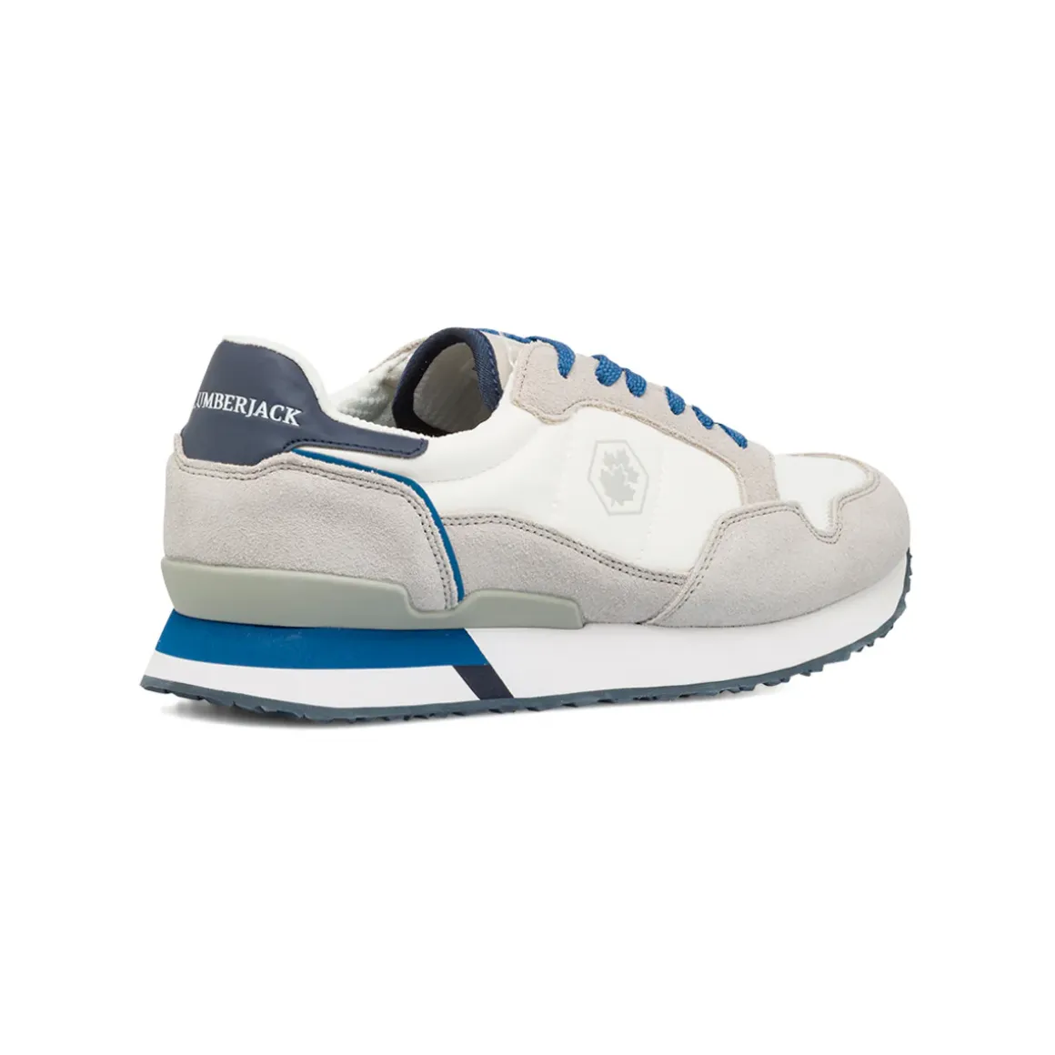Sneakers casual bianche da Uomo in tessuto e pelle con logo Lumberjack