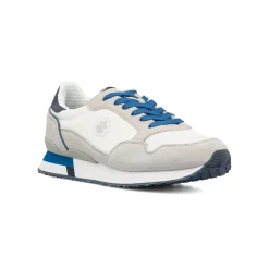 Sneakers casual bianche da Uomo in tessuto e pelle con logo Lumberjack