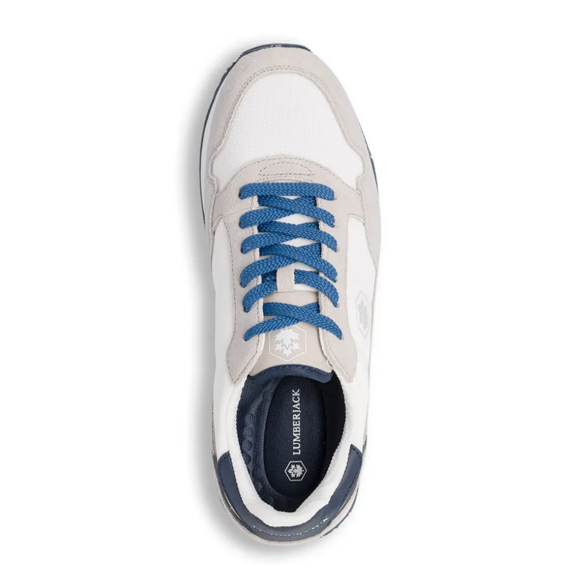 Sneakers casual bianche da Uomo in tessuto e pelle con logo Lumberjack
