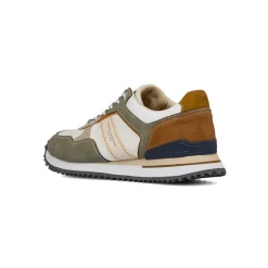 Sneakers casual bicolore khaki e bianco da Uomo con logo Glams