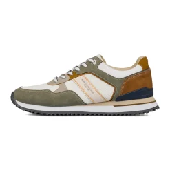Sneakers casual bicolore khaki e bianco da Uomo con logo Glams