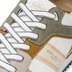 Sneakers casual bicolore khaki e bianco da Uomo con logo Glams