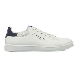 Sneakers casual da uomo bianche con talloncino blu navy Navigare