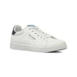 Sneakers casual da uomo bianche con talloncino blu navy Navigare