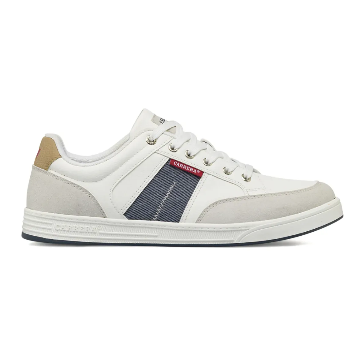 Sneakers casual da uomo bianche Carrera Jeans con dettagli blu e grigi