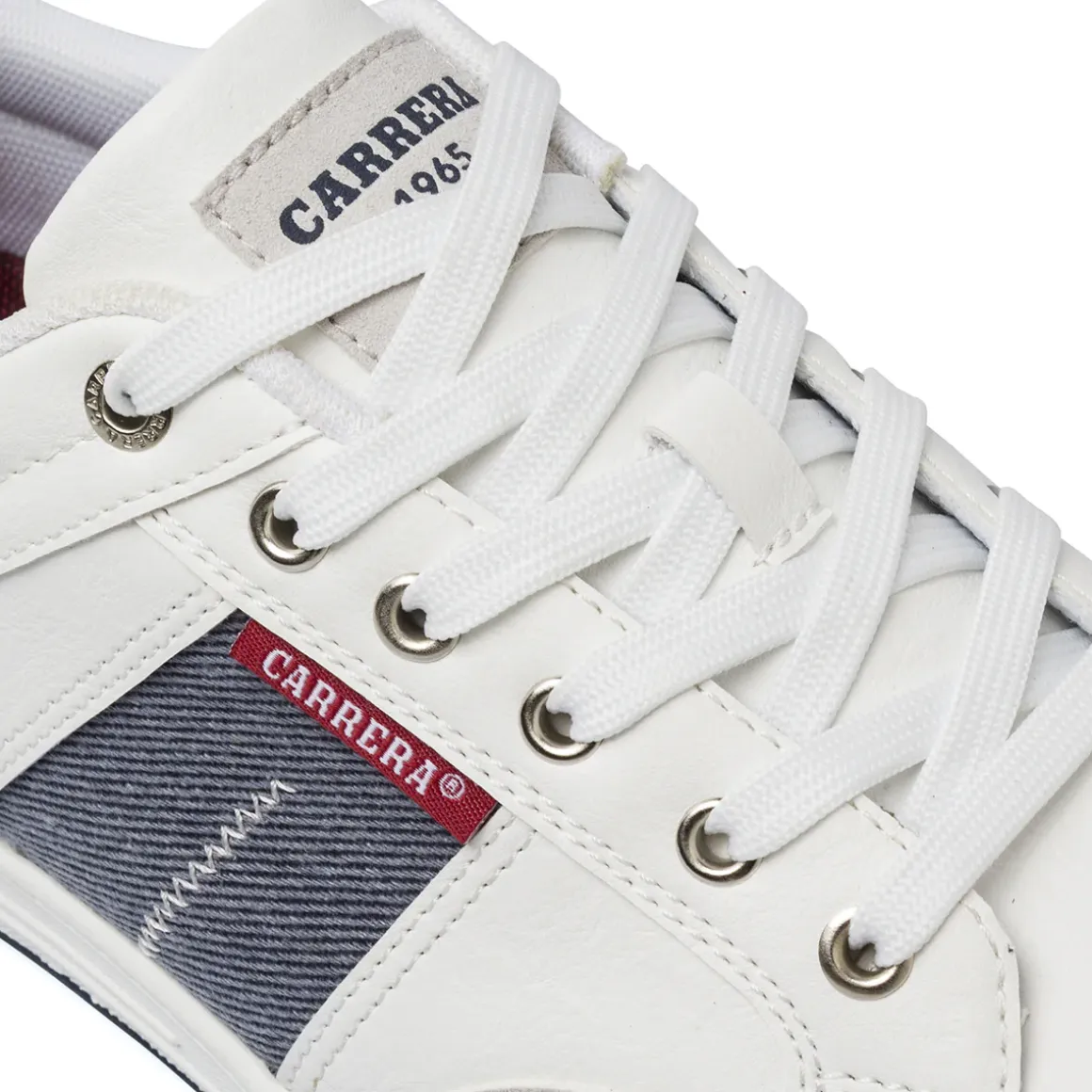 Sneakers casual da uomo bianche Carrera Jeans con dettagli blu e grigi