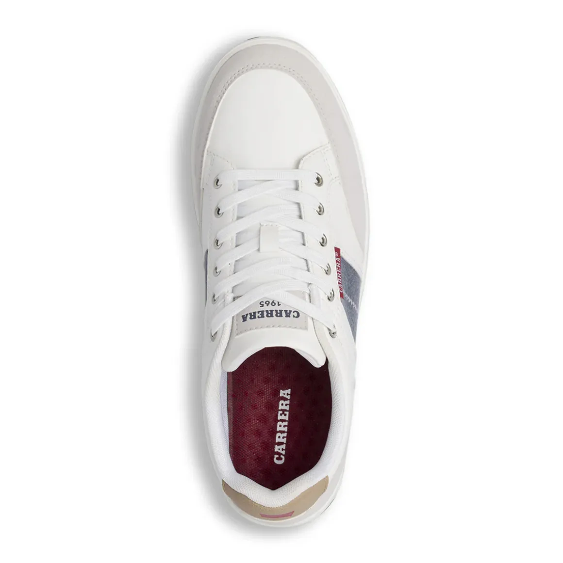 Sneakers casual da uomo bianche Carrera Jeans con dettagli blu e grigi
