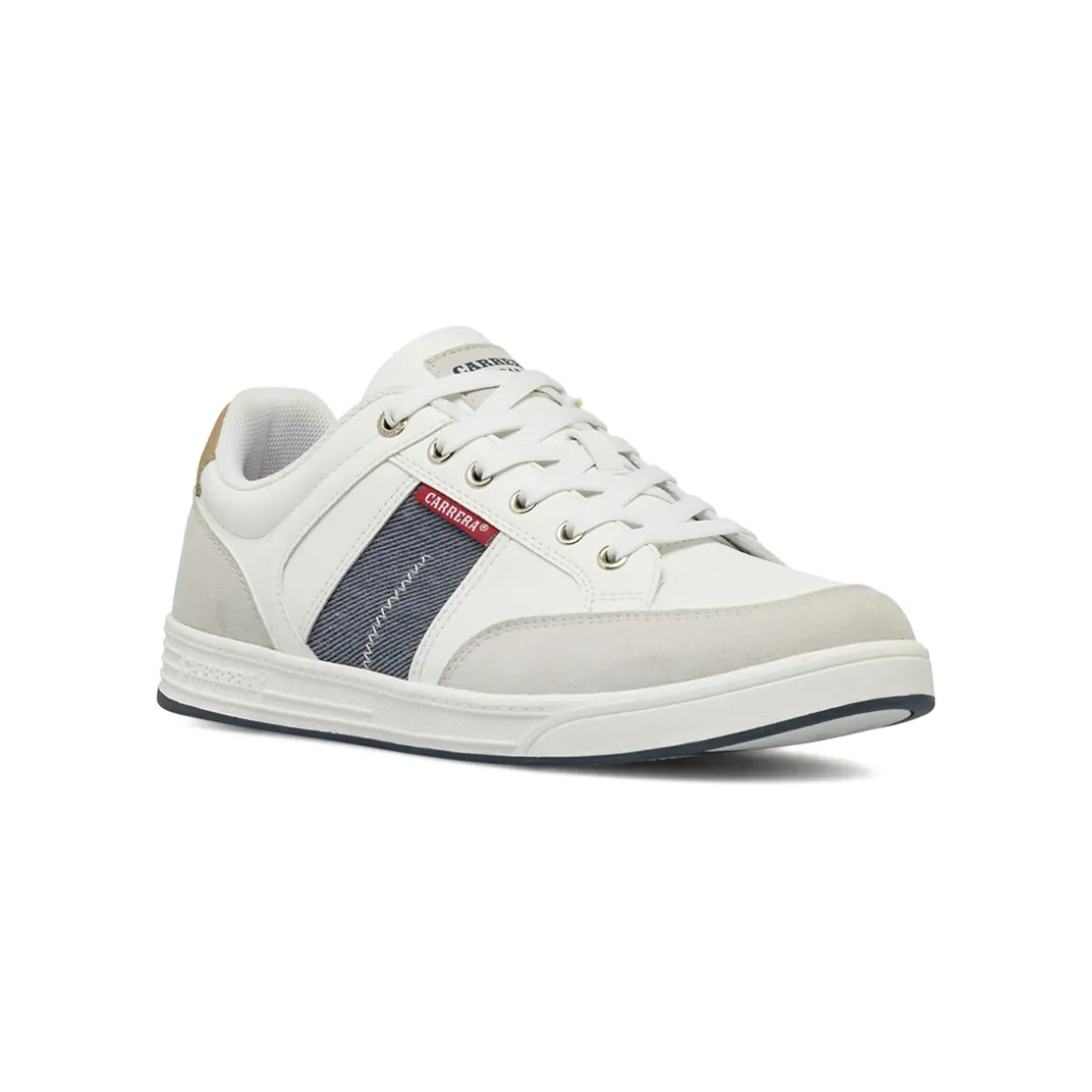 Sneakers casual da uomo bianche Carrera Jeans con dettagli blu e grigi