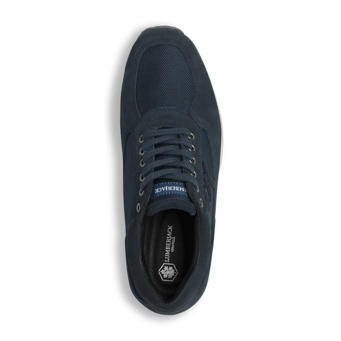 Sneakers casual da Uomo blu in pelle scamosciata e mesh Lumberjack