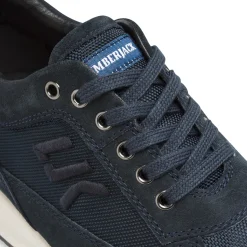 Sneakers casual da Uomo blu in pelle scamosciata e mesh Lumberjack