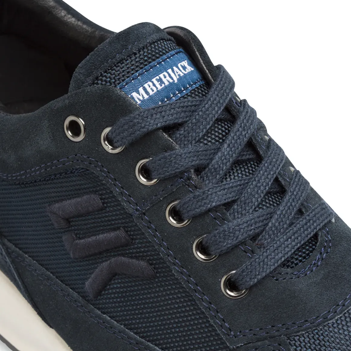Sneakers casual da Uomo blu in pelle scamosciata e mesh Lumberjack
