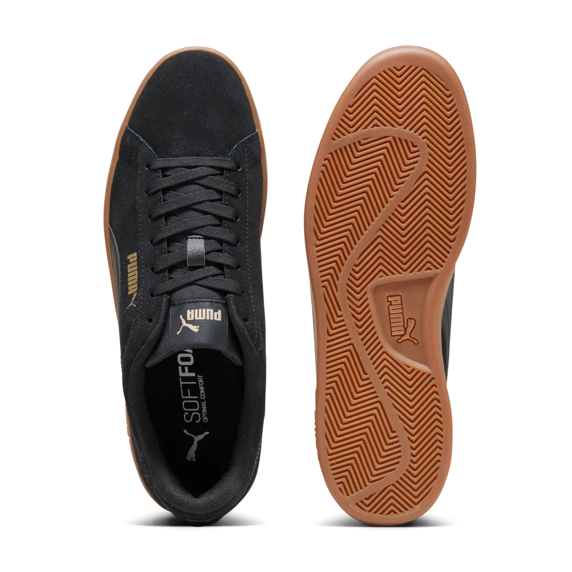 Sneakers casual da uomo in pelle scamosciata nere con logo Puma Smash 3.0