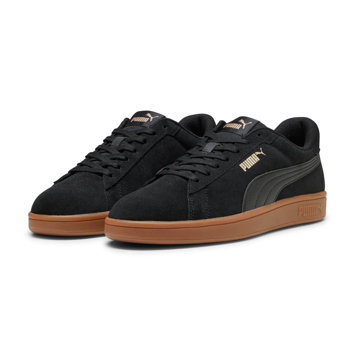 Sneakers casual da uomo in pelle scamosciata nere con logo Puma Smash 3.0