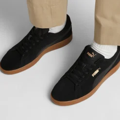 Sneakers casual da uomo in pelle scamosciata nere con logo Puma Smash 3.0