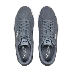 Sneakers casual da uomo in pelle scamosciata grigie e nere con logo Puma Smash 3.0