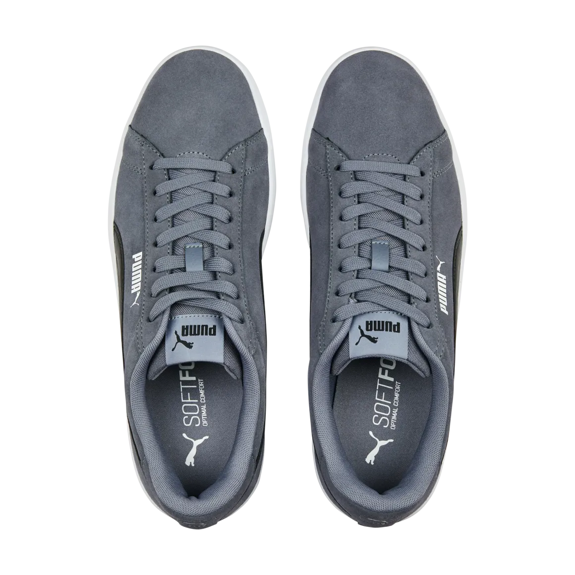Sneakers casual da uomo in pelle scamosciata grigie e nere con logo Puma Smash 3.0