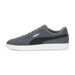 Sneakers casual da uomo in pelle scamosciata grigie e nere con logo Puma Smash 3.0