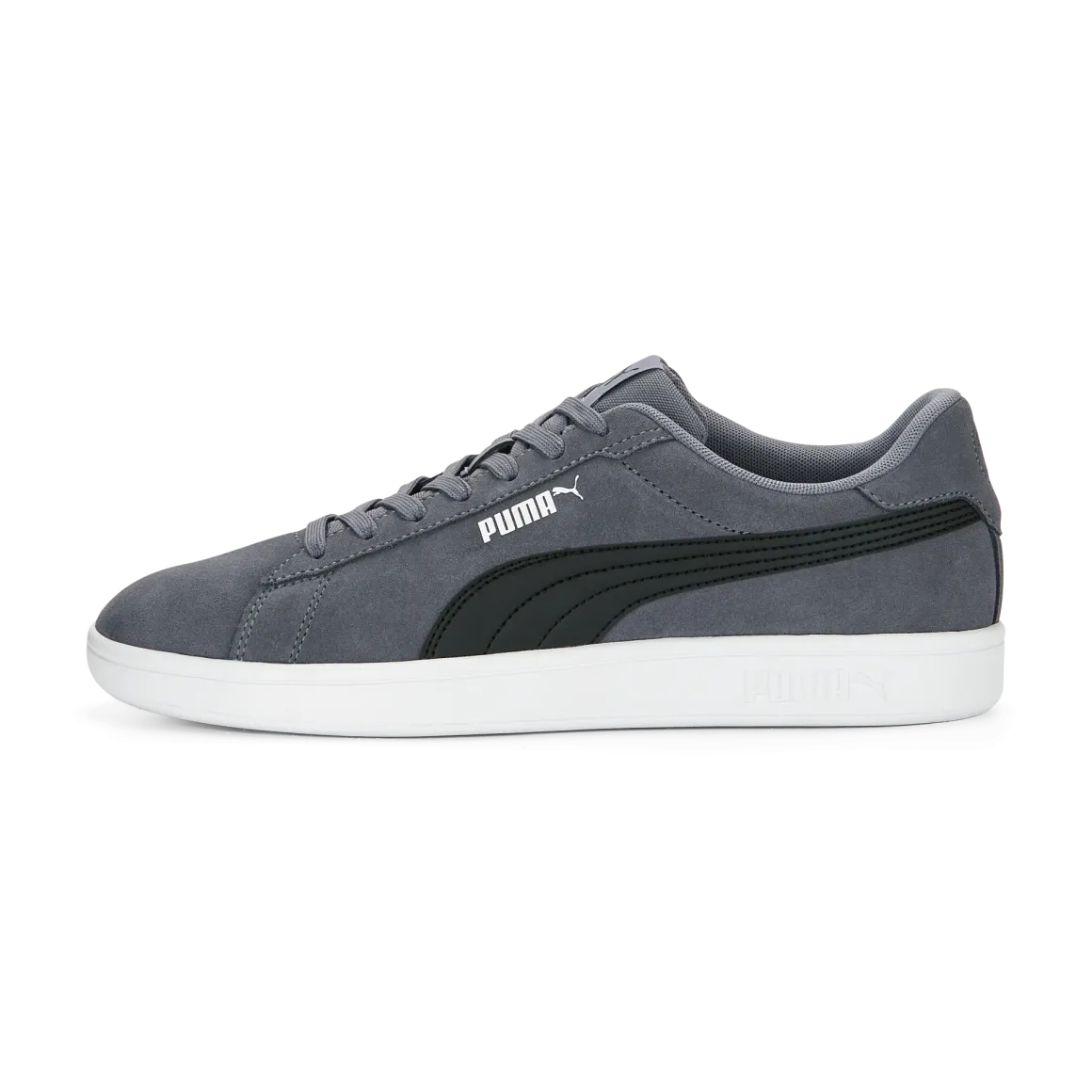Sneakers casual da uomo in pelle scamosciata grigie e nere con logo Puma Smash 3.0