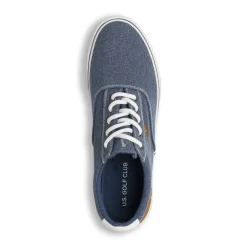 Sneakers casual da Uomo in tela blu con inserti marroni US Golf Club