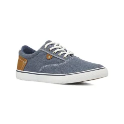 Sneakers casual da Uomo in tela blu con inserti marroni US Golf Club