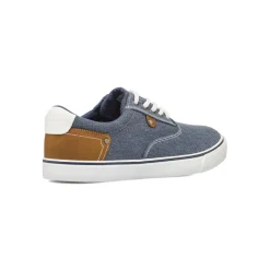 Sneakers casual da Uomo in tela blu con inserti marroni US Golf Club