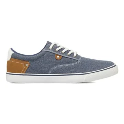 Sneakers casual da Uomo in tela blu con inserti marroni US Golf Club