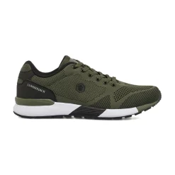 Sneakers casual da Uomo verde militare in tessuto mesh Lumberjack