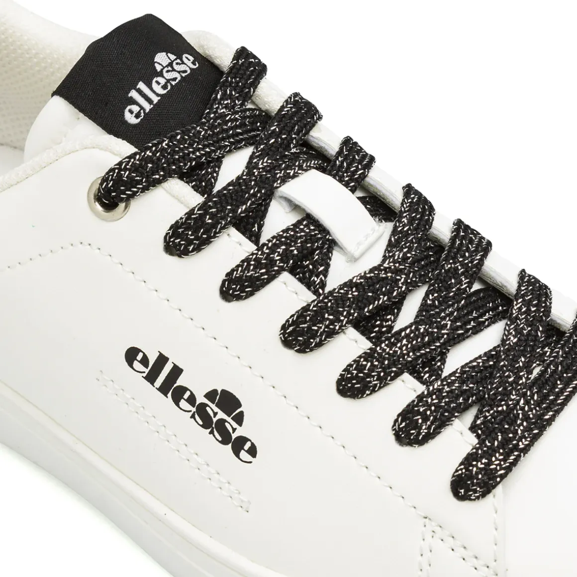 Sneakers casual Ellesse da Donna bianche con lacci neri glitter