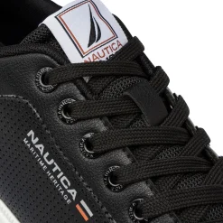 Sneakers casual nere da Uomo con dettaglio marrone e logo Nautica