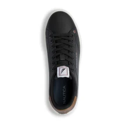 Sneakers casual nere da Uomo con dettaglio marrone e logo Nautica