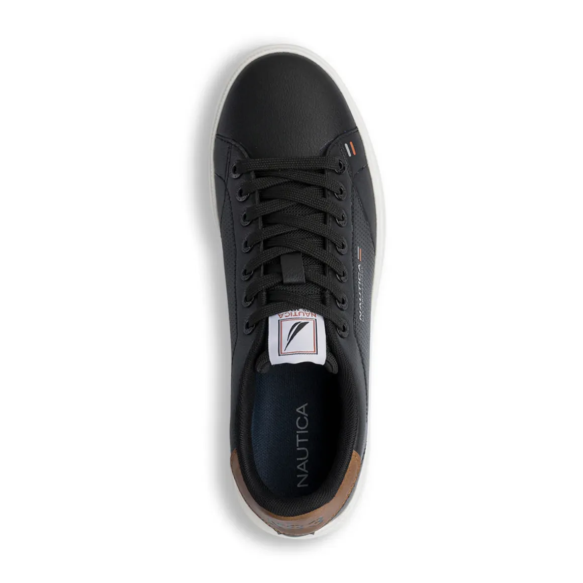 Sneakers casual nere da Uomo con dettaglio marrone e logo Nautica