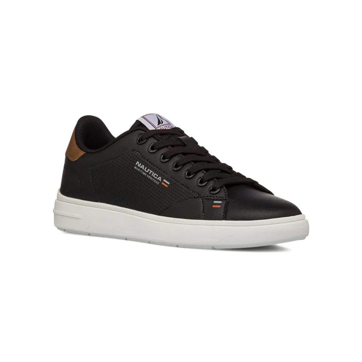 Sneakers casual nere da Uomo con dettaglio marrone e logo Nautica