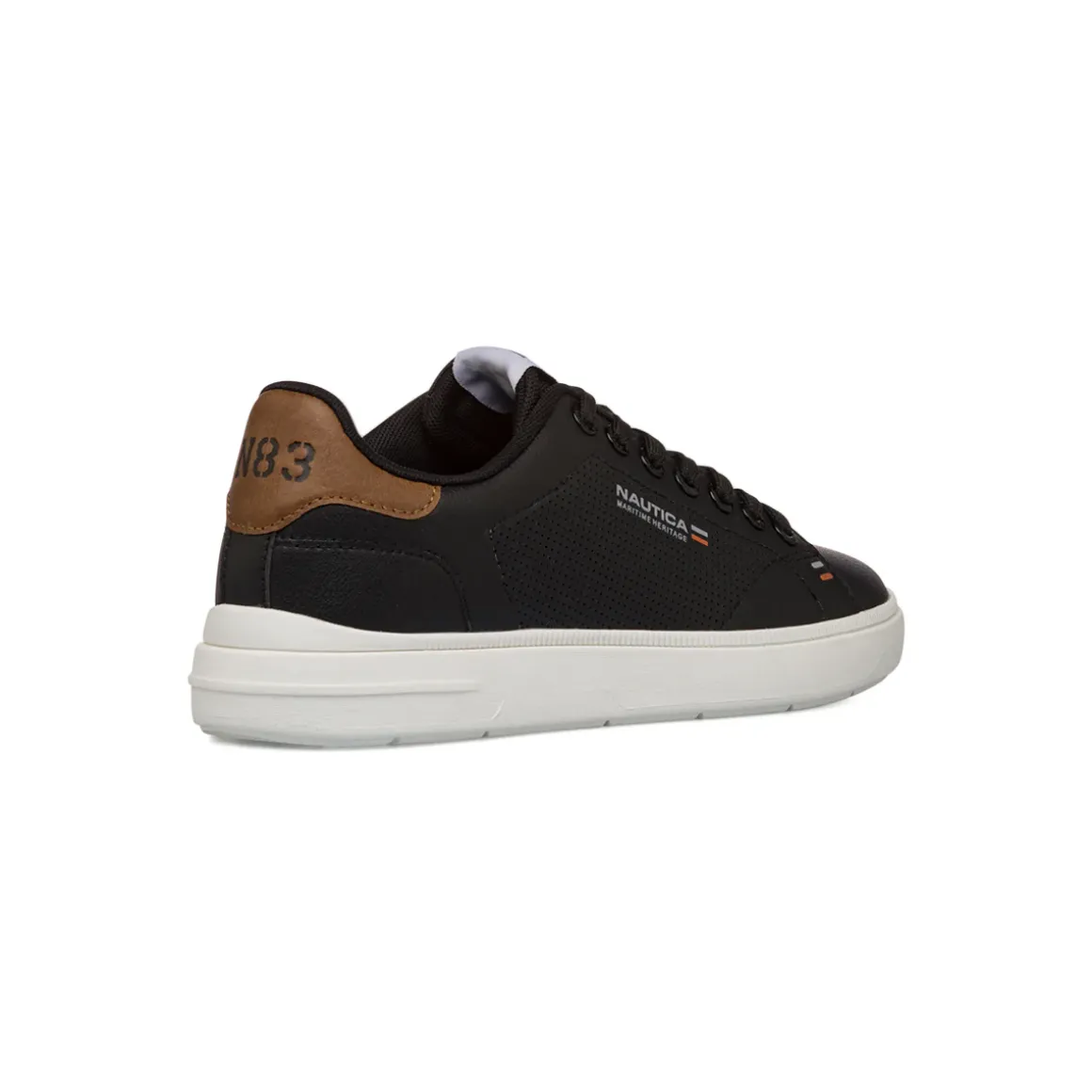 Sneakers casual nere da Uomo con dettaglio marrone e logo Nautica