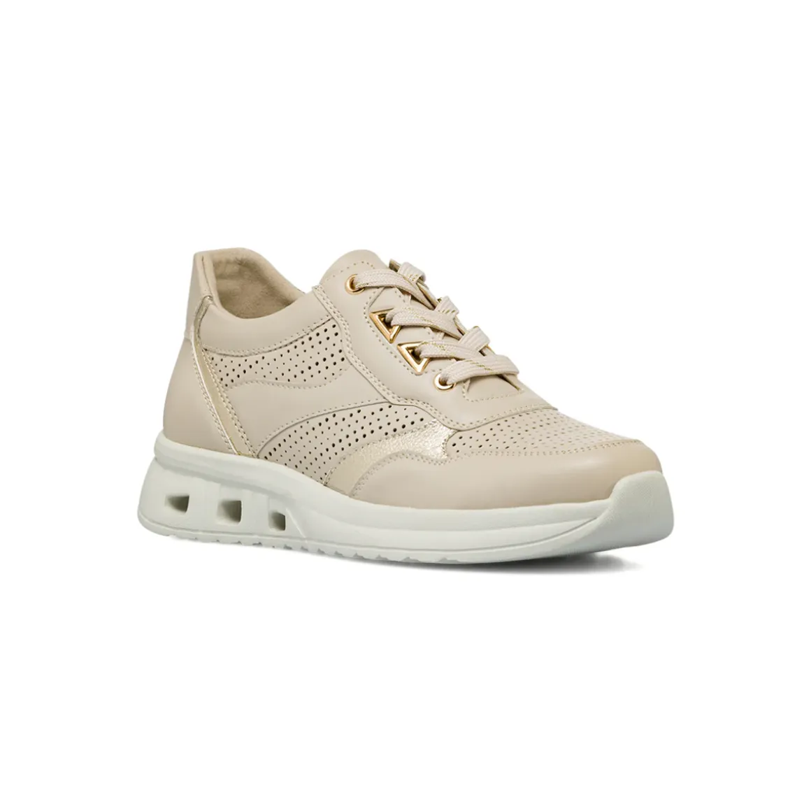 Sneakers comfort beige da Donna con inserti oro P Soft