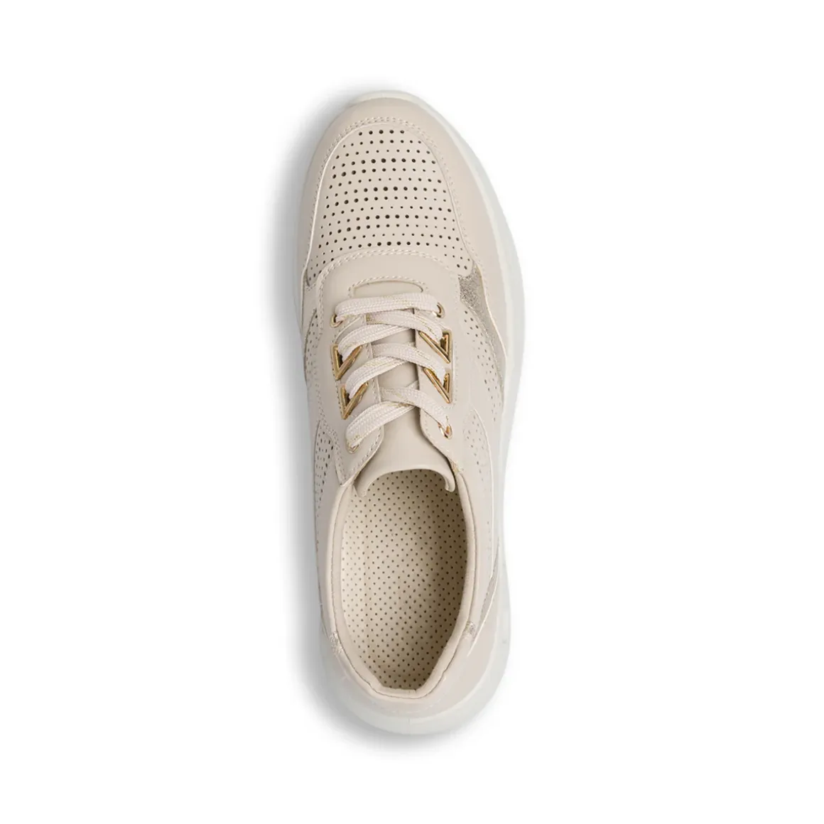 Sneakers comfort beige da Donna con inserti oro P Soft