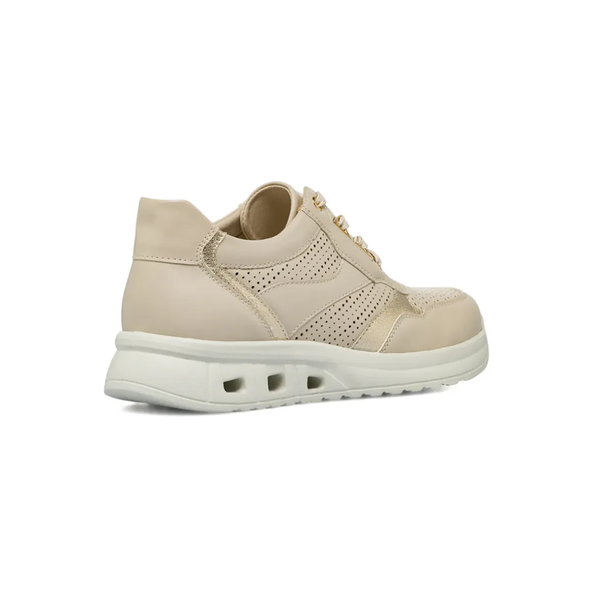 Sneakers comfort beige da Donna con inserti oro P Soft