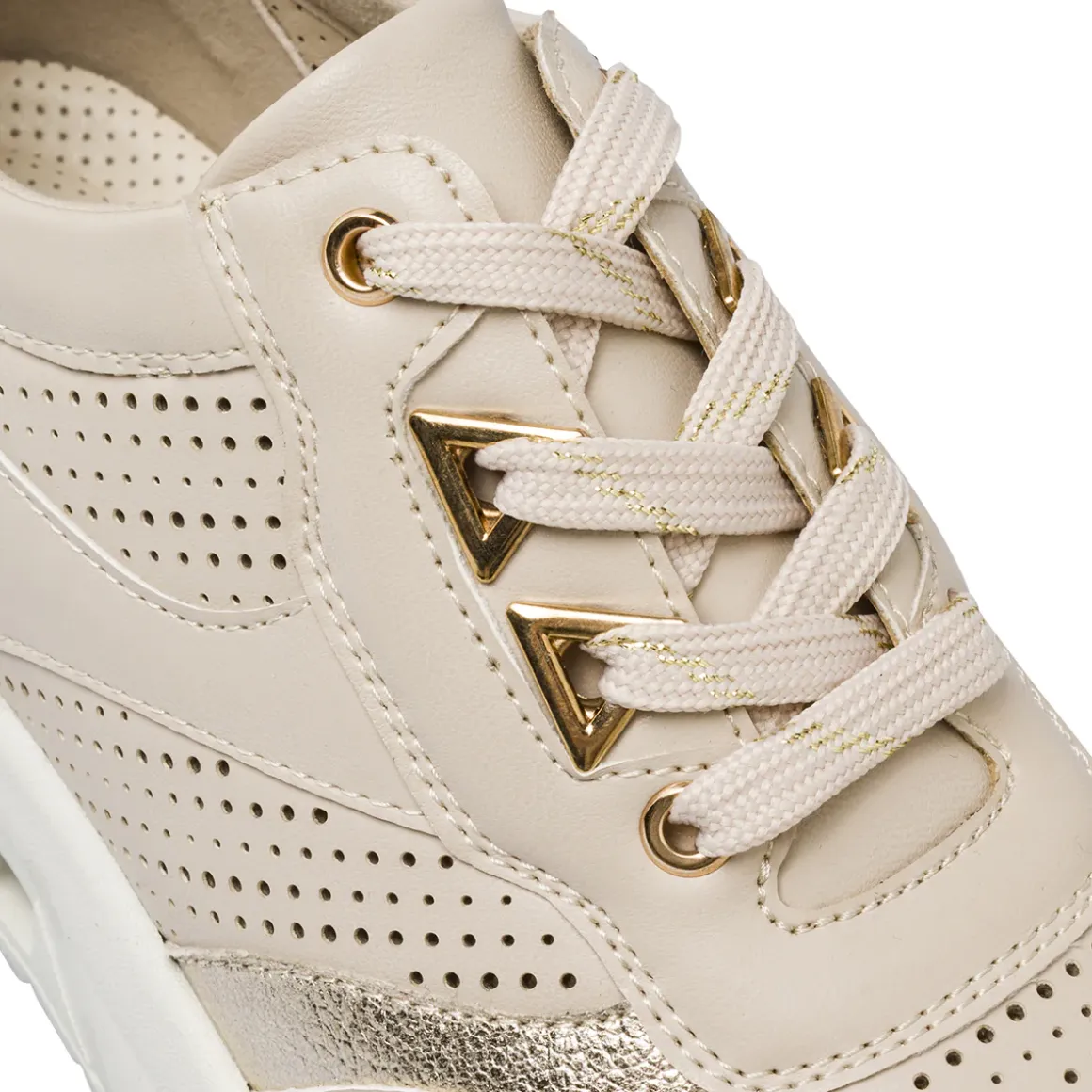 Sneakers comfort beige da Donna con inserti oro P Soft