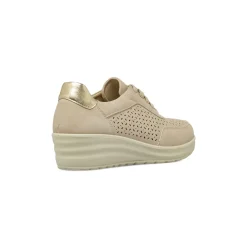 Sneakers comfort da Donna beige con design traforato e zeppa P Soft