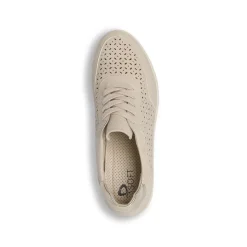 Sneakers comfort da Donna beige con design traforato e zeppa P Soft