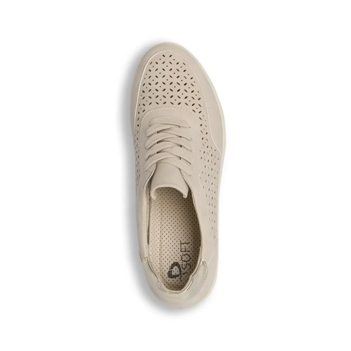 Sneakers comfort da Donna beige con design traforato e zeppa P Soft