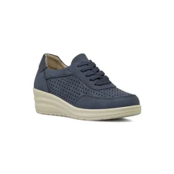 Sneakers comfort da Donna blu con design traforato e zeppa P Soft