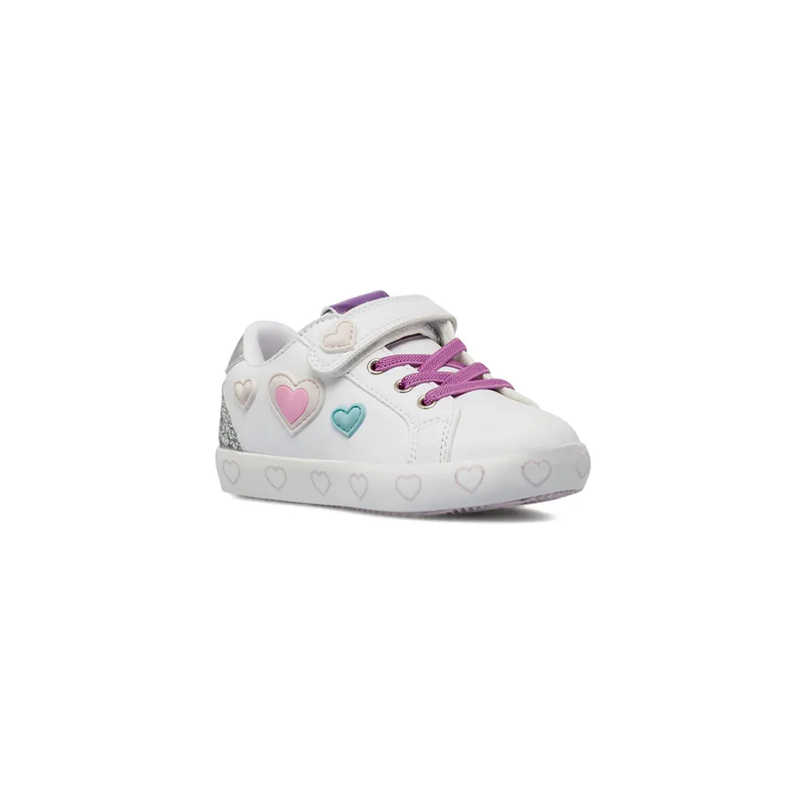 Sneakers da Bambina bianche con cuori colorati e glitter Dieci Baci