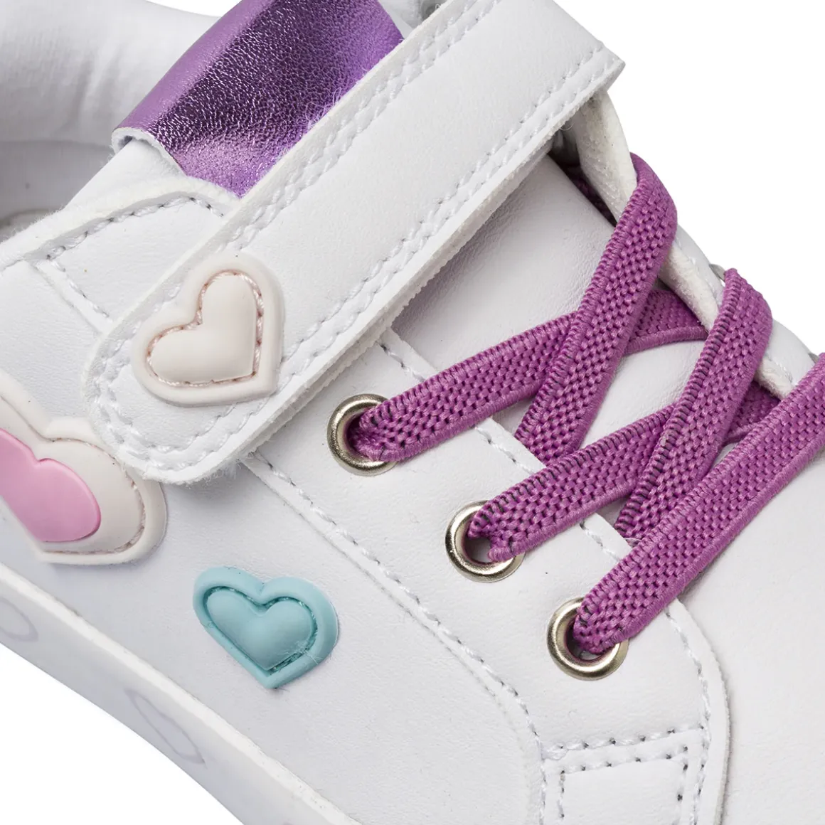 Sneakers da Bambina bianche con cuori colorati e glitter Dieci Baci