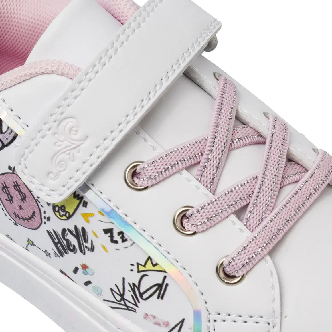 Sneakers da bambina bianche con stampa graffiti Dieci Baci